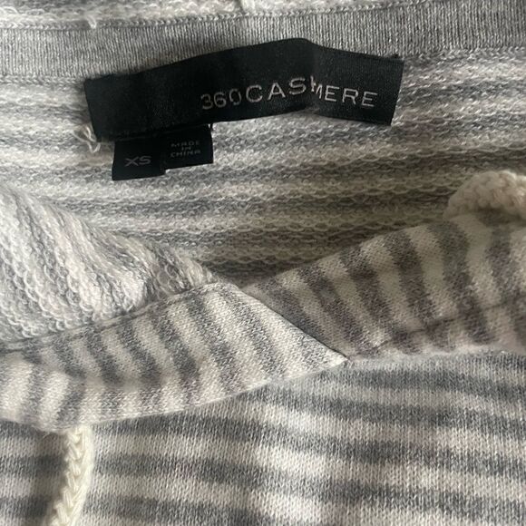 360 Cashmere | EUC Women’s 360 Rylan Striped Hoodie in Mist, Chalk Size XS - Picture 11 of 12